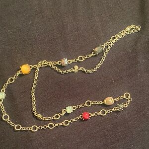 Elegant Gold Multicolor Beaded Necklace
17”